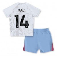 Camisa de Futebol Aston Villa Pau Torres #14 Equipamento Secundário Infantil 2023-24 Manga Curta (+ Calças curtas)